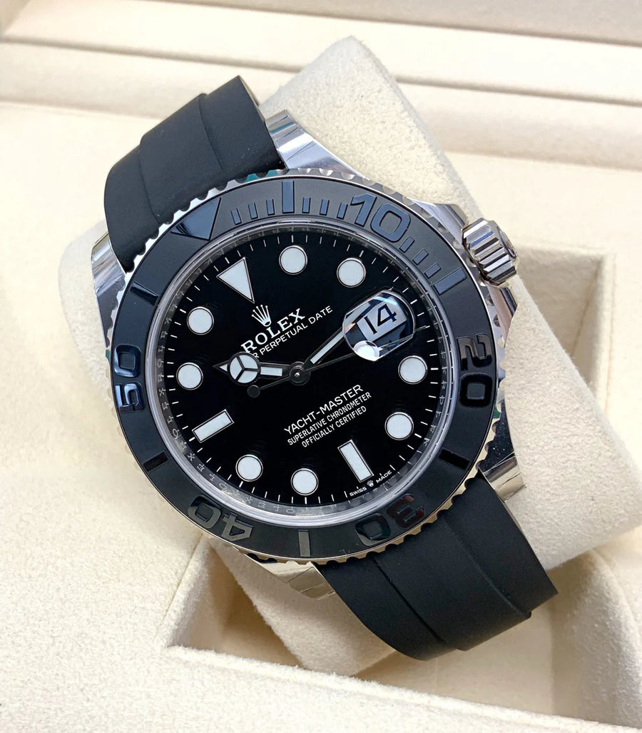 Yacht-Master 42 mm Oro blanco Oysterflex esfera negra