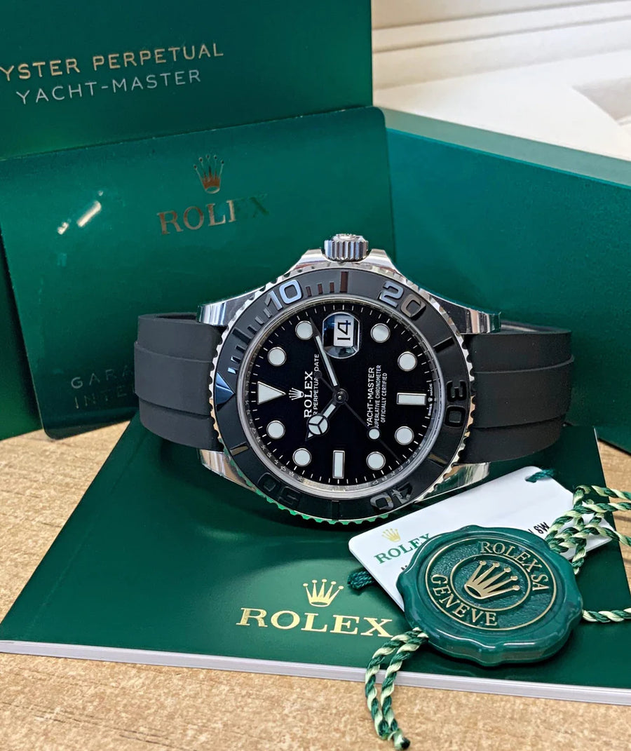 Yacht-Master 42 mm Oro blanco Oysterflex esfera negra